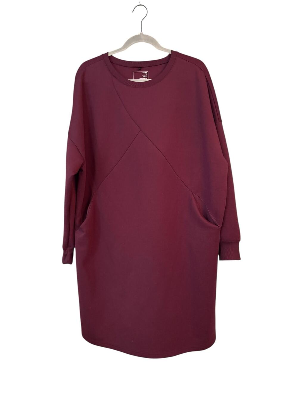 Universal Standard Game Sweatshirt Dress Maroon Comfy Pockets Leisurewear